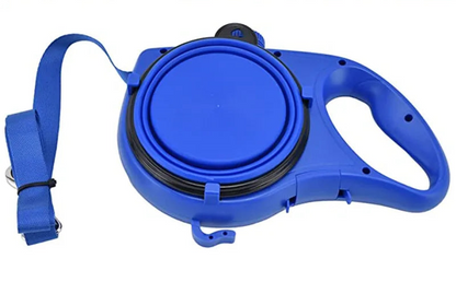 5-in-1 Dog Walking Leash with Water Bottle, Bowl & Waste Bag Dispenser