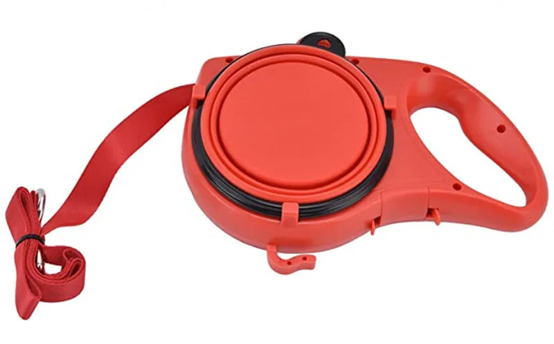 5-in-1 Dog Walking Leash with Water Bottle, Bowl & Waste Bag Dispenser